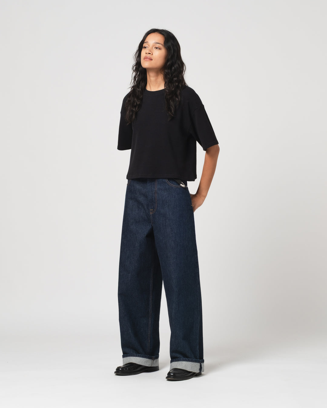 G.o.D Big T Cropped Waffle Jersey Black