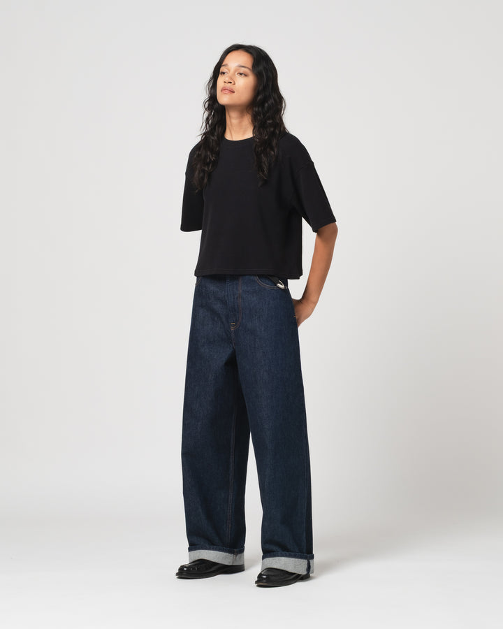 G.o.D Big T Cropped Waffle Jersey Black