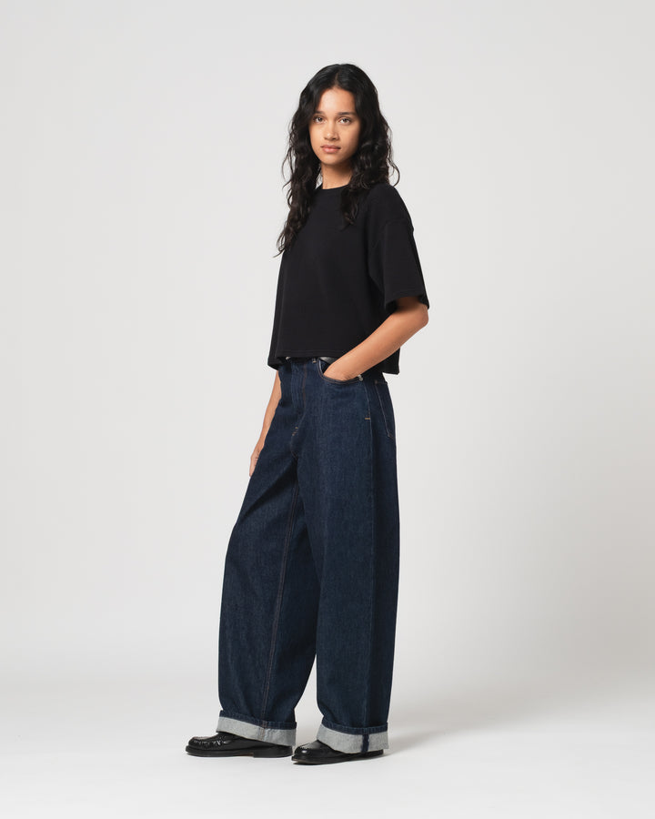 G.o.D Big T Cropped Waffle Jersey Black