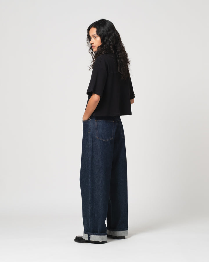 G.o.D Big T Cropped Waffle Jersey Black