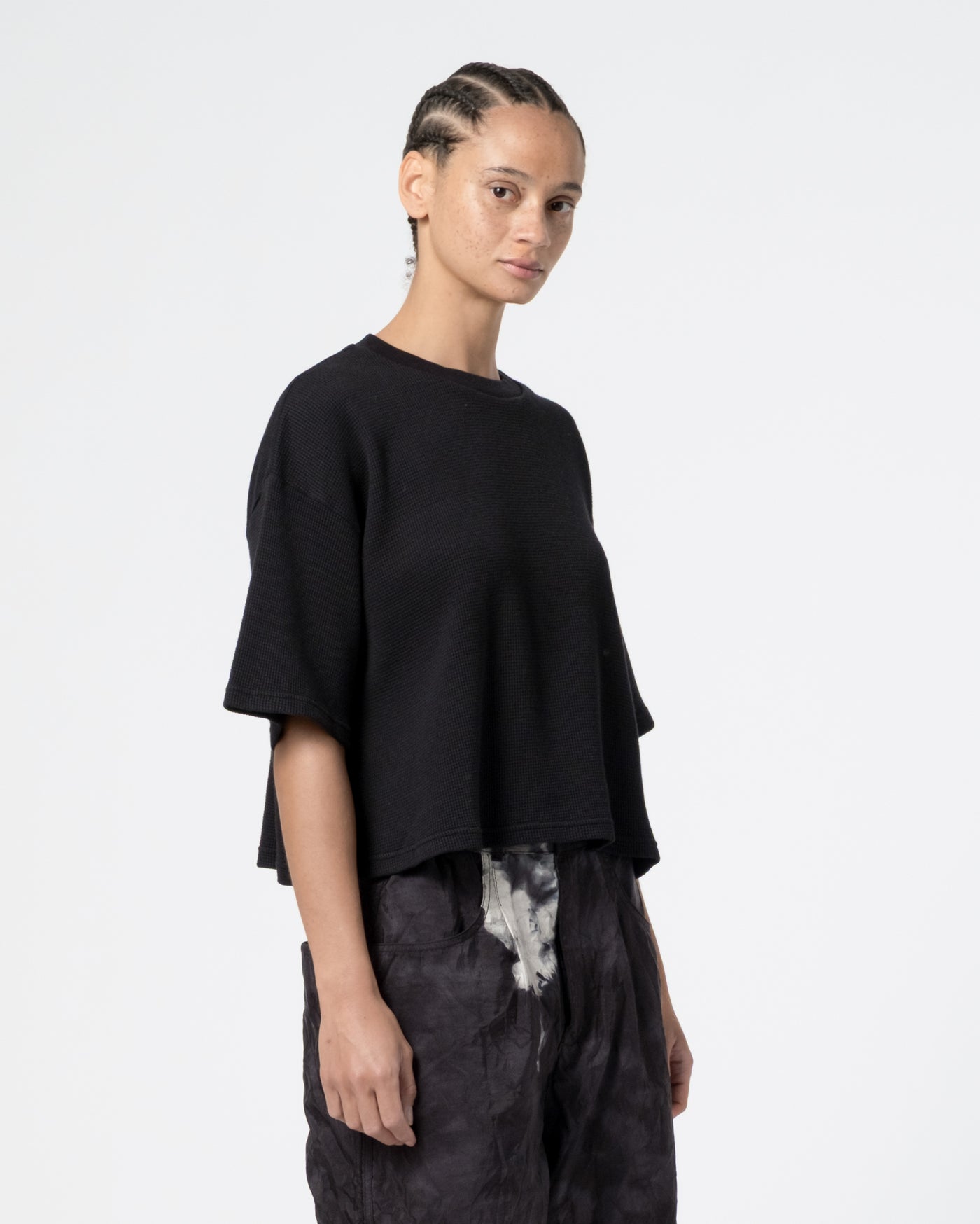 G.o.D Big T Cropped Waffle Jersey Black