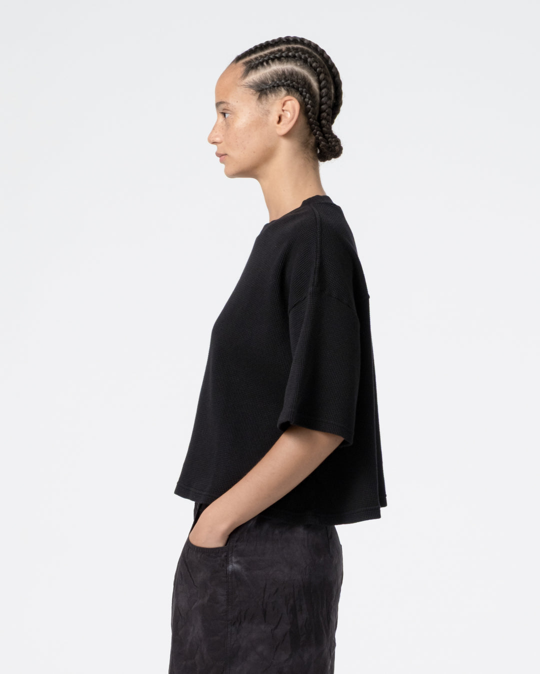 G.o.D Big T Cropped Waffle Jersey Black