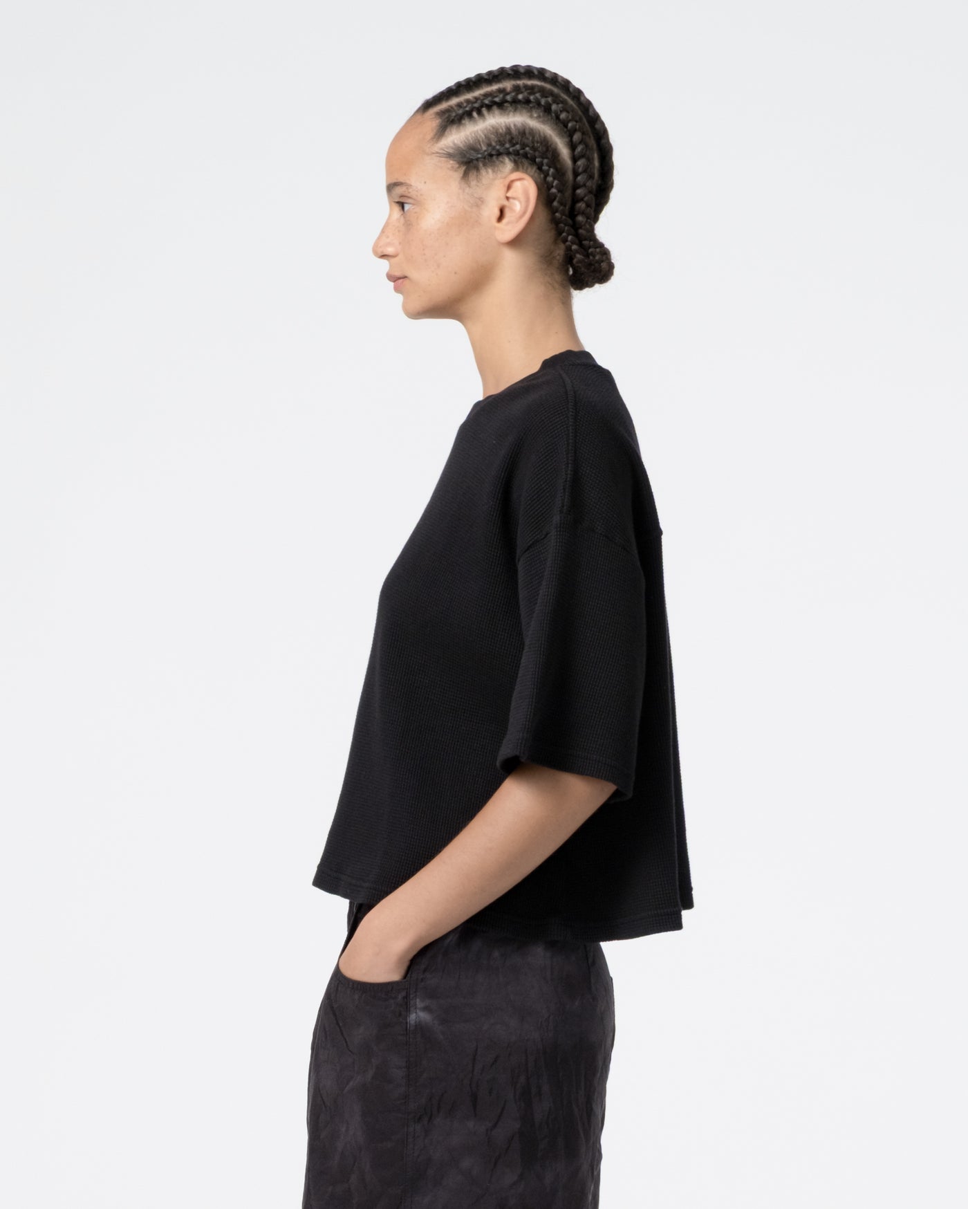 G.o.D Big T Cropped Waffle Jersey Black