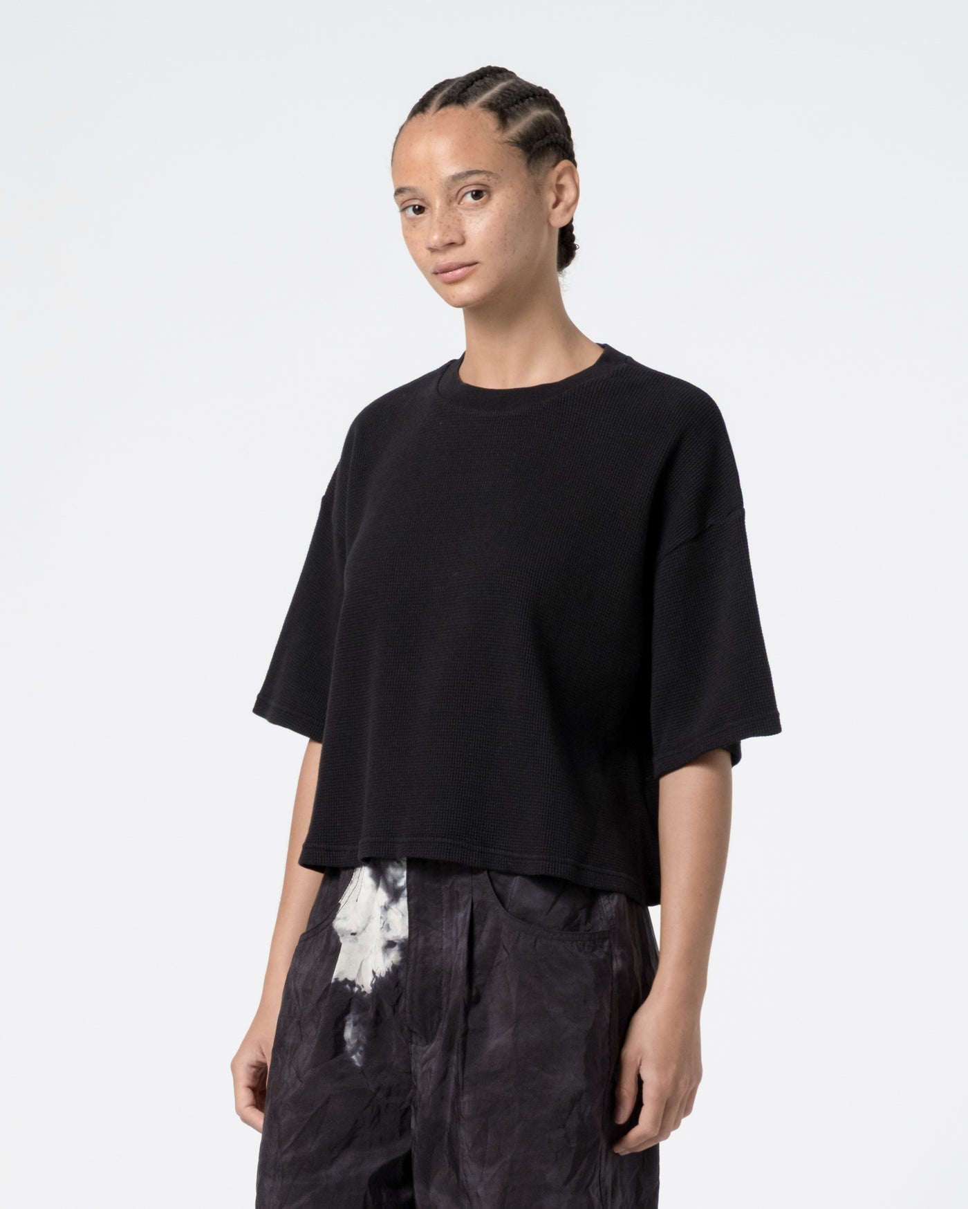 G.o.D Big T Cropped Waffle Jersey Black