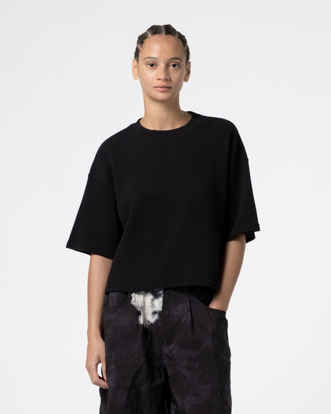 G.o.D Big T Cropped Waffle Jersey Black