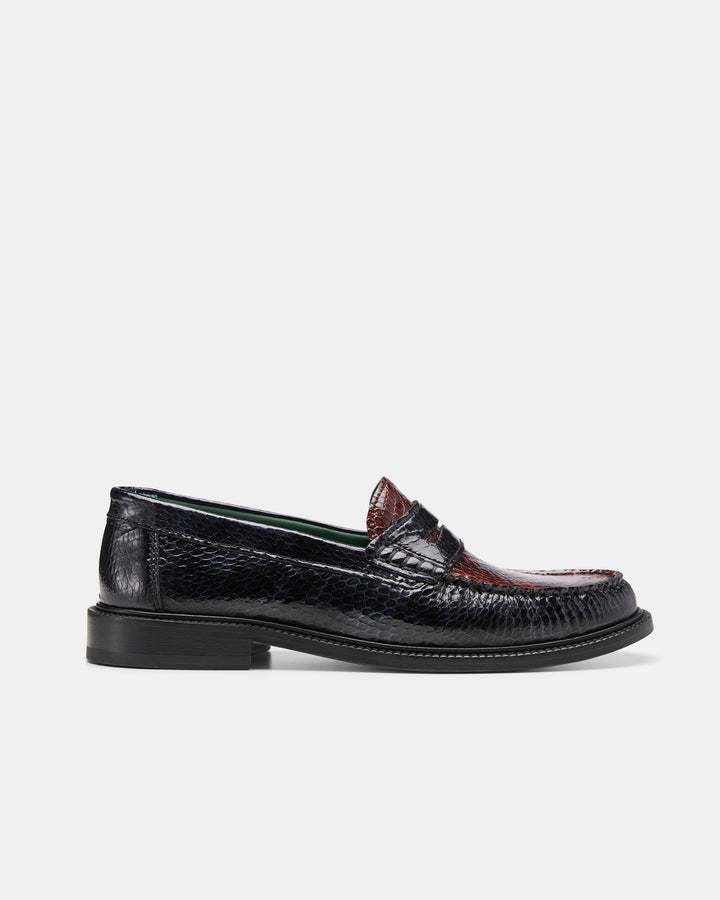 Vinny's Yardee Two-Tone Mocassin Loafer Navy Brown