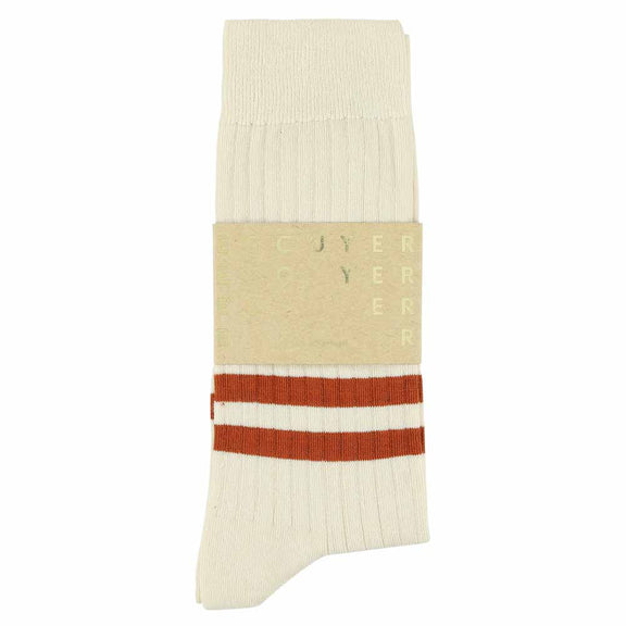 Escuyer Stripes Socks Ecru/Brick