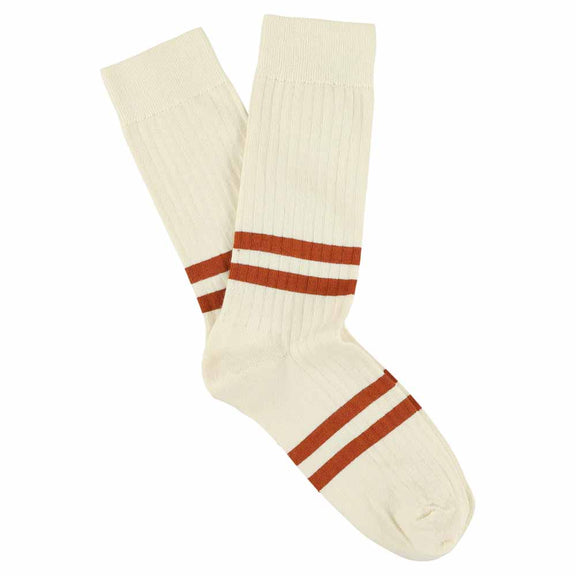 Escuyer Stripes Socks Ecru/Brick