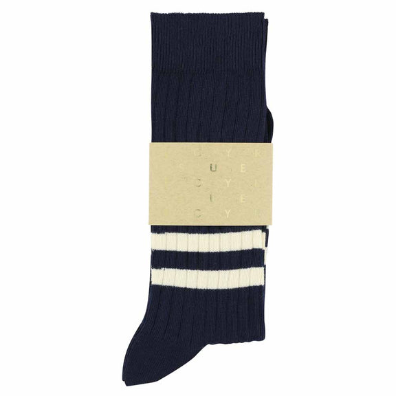 Escuyer Stripes Socks Blue/Ecru