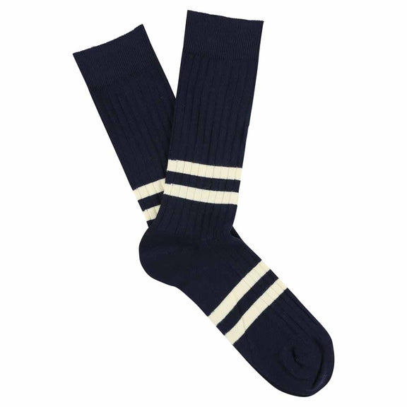 Escuyer Stripes Socks Blue/Ecru