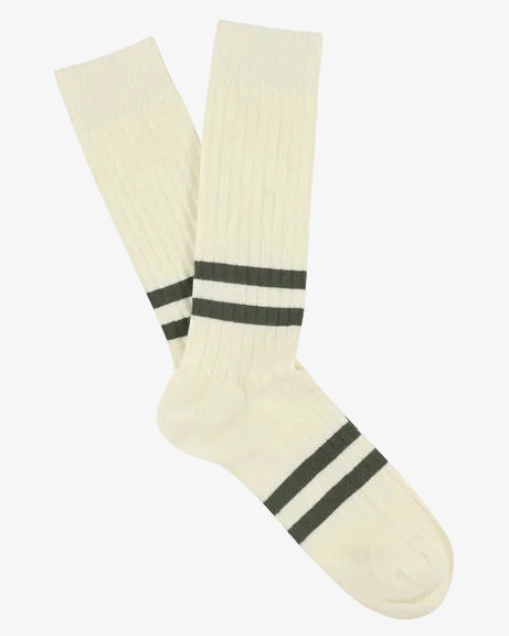 Escuyer Stripes Socks Ecru/Khaki
