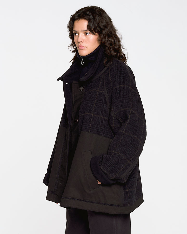Army Caban Reversible Tambura Golf Wool Navy/Brown Check