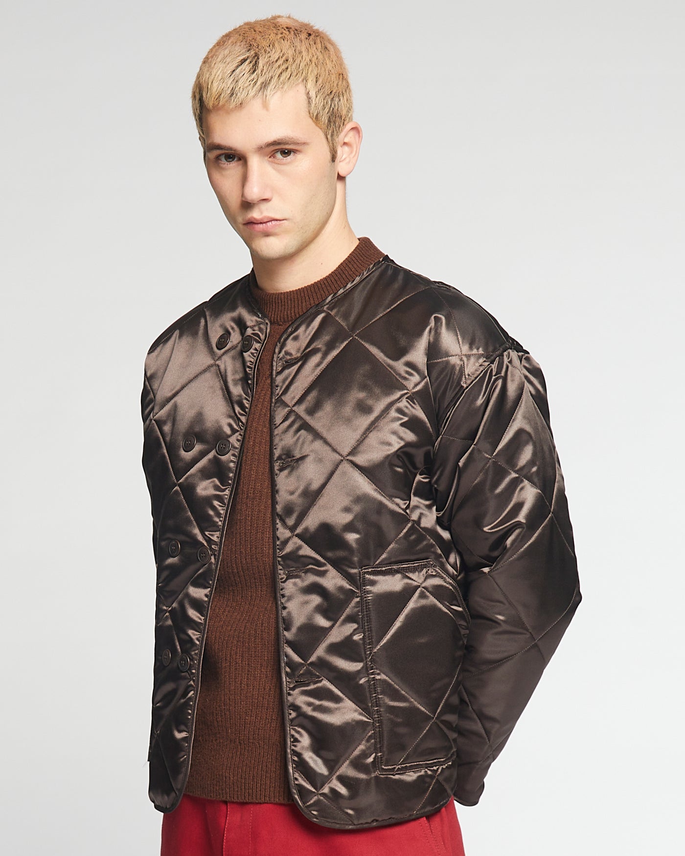 Frostbite Diamond Quilted Nylon Jacket Brown