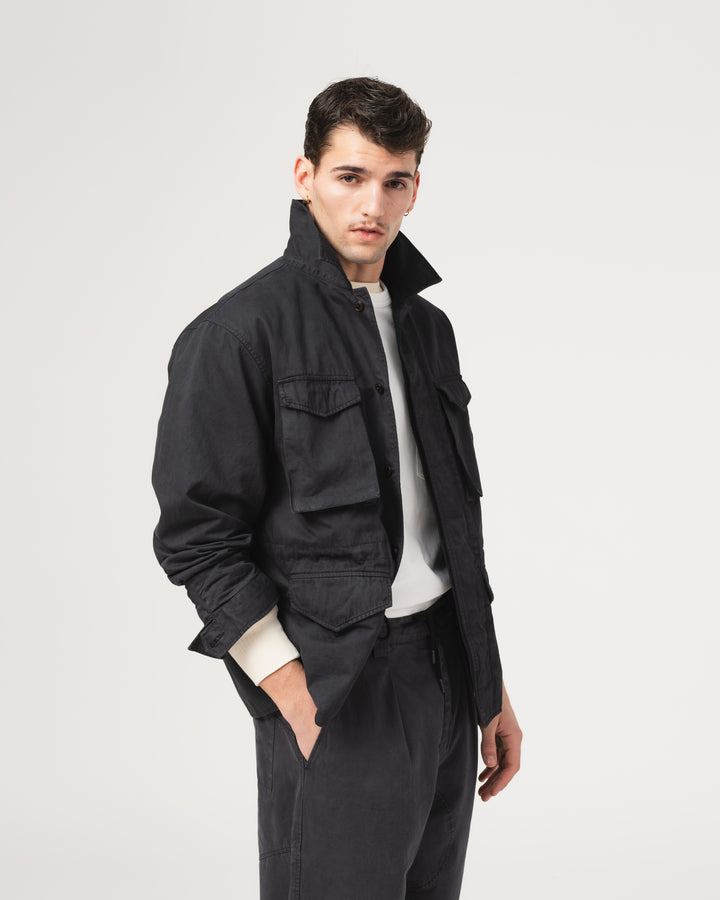 Jungle Jacket Gabardine Satin Asphalt