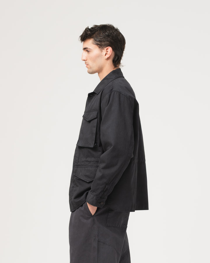 Jungle Jacket Gabardine Satin Asphalt