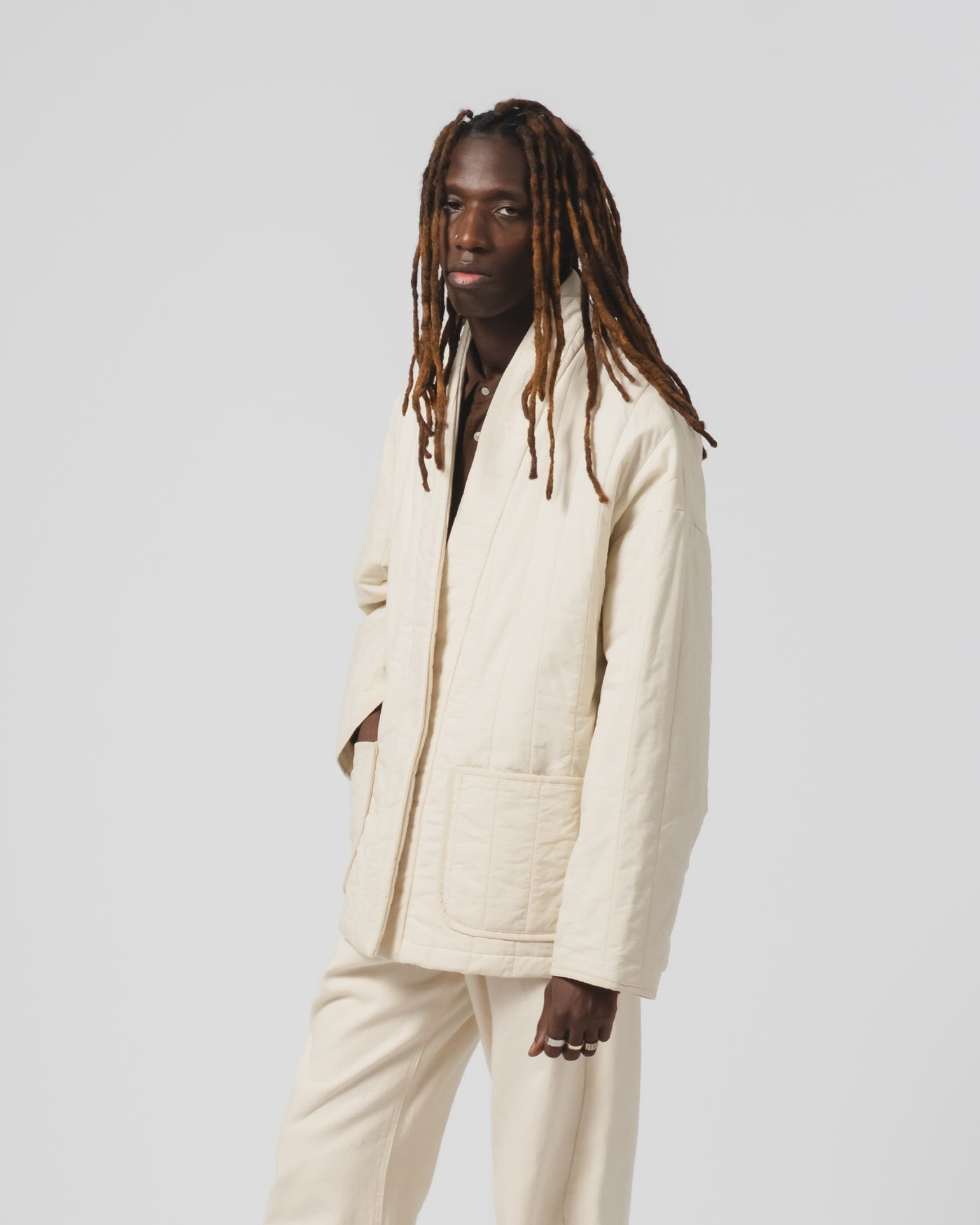 Edo Jacket Quilted Cotton Ecru