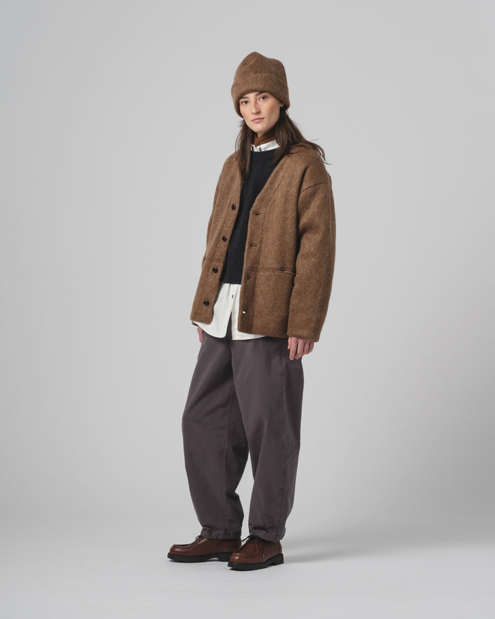 ベーシックカーディガン モヘアフリース ジャバブラウン