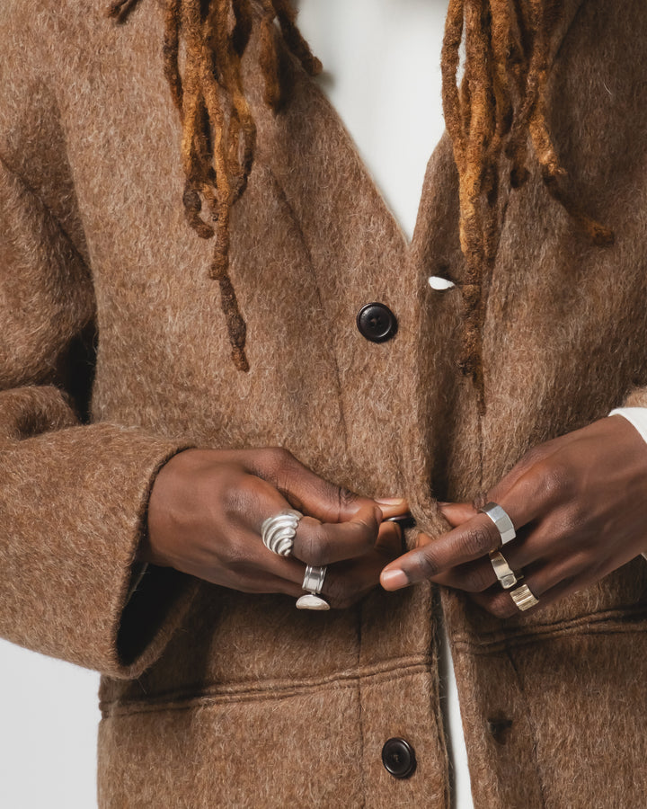 ベーシックカーディガン モヘアフリース ジャバブラウン