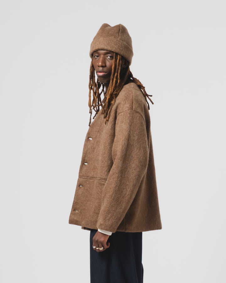 ベーシックカーディガン モヘアフリース ジャバブラウン