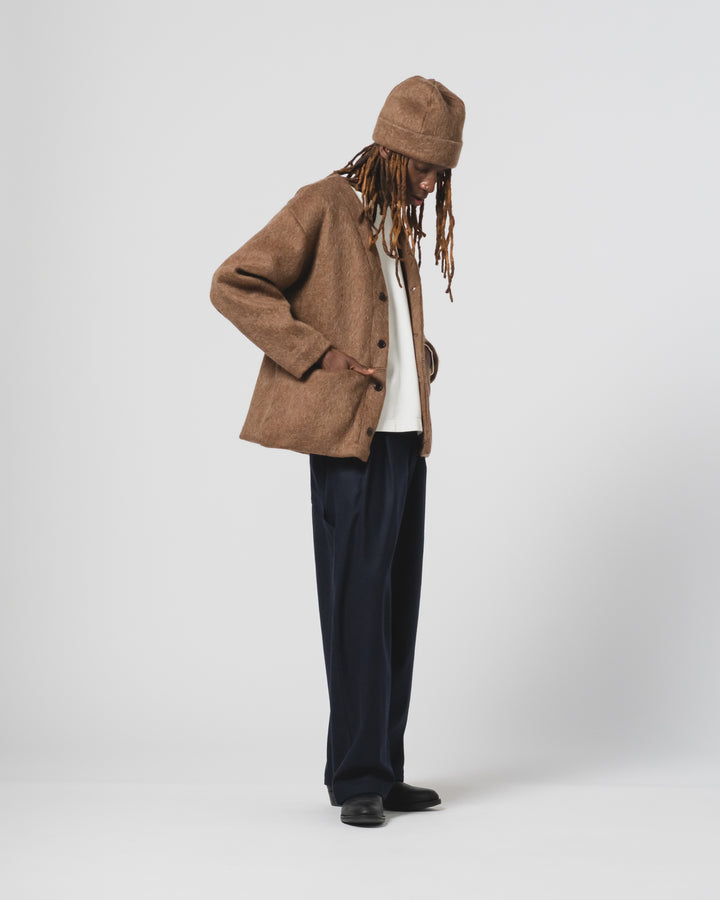 ベーシックカーディガン モヘアフリース ジャバブラウン