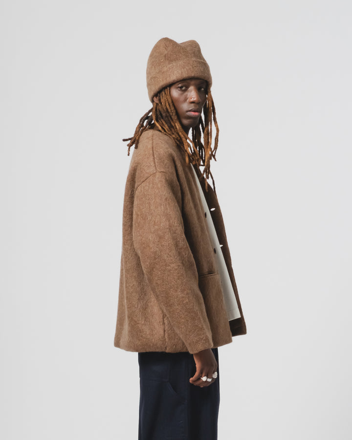 ベーシックカーディガン モヘアフリース ジャバブラウン