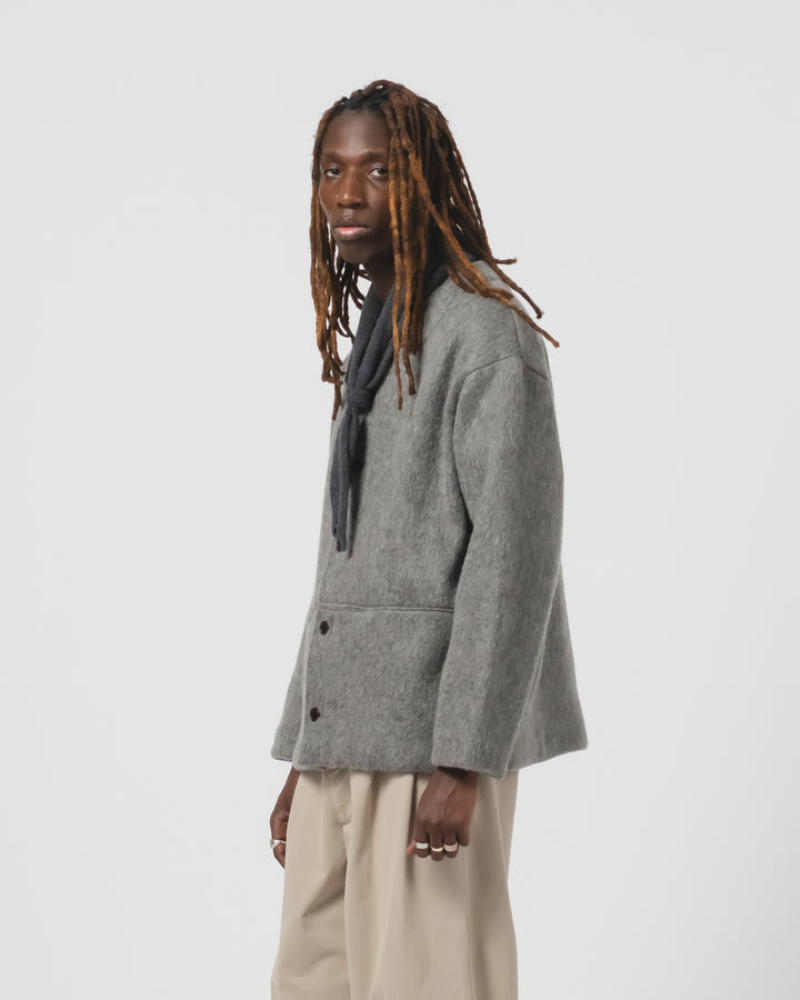 ベーシックカーディガン モヘアフリース アスファルト