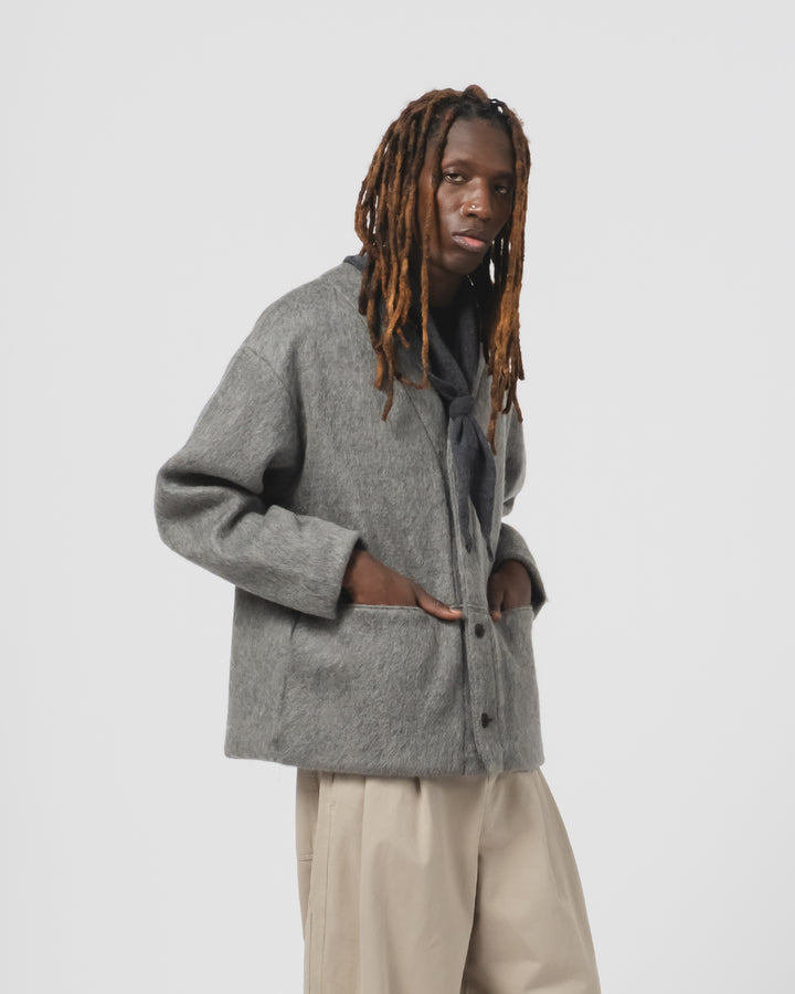 ベーシックカーディガン モヘアフリース アスファルト