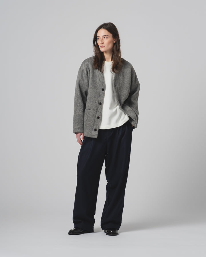 ベーシックカーディガン モヘアフリース アスファルト