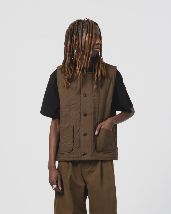 Barrage Vest キルティングコットン ジャバブラウン