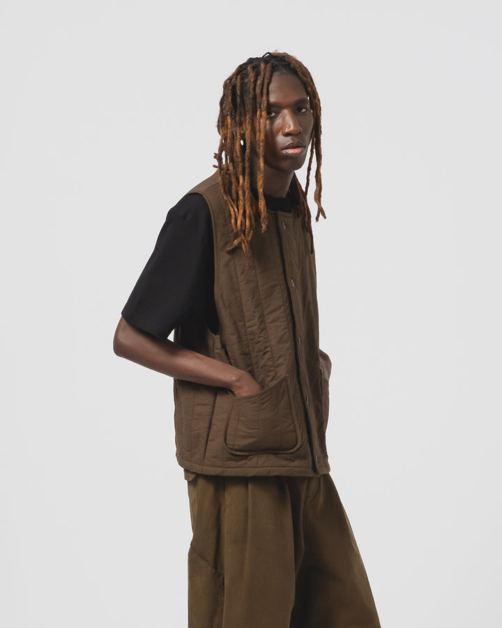 Barrage Vest キルティングコットン ジャバブラウン