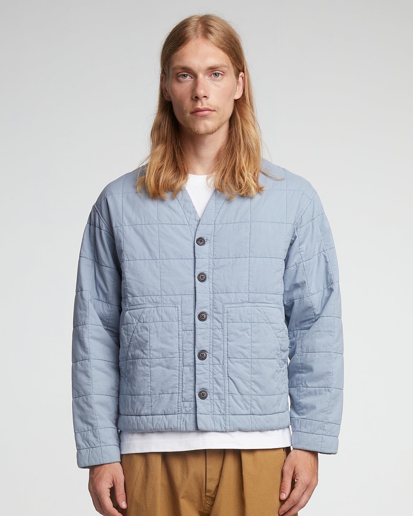 Baseball Cardigan Cotton Quilt Blue Fog