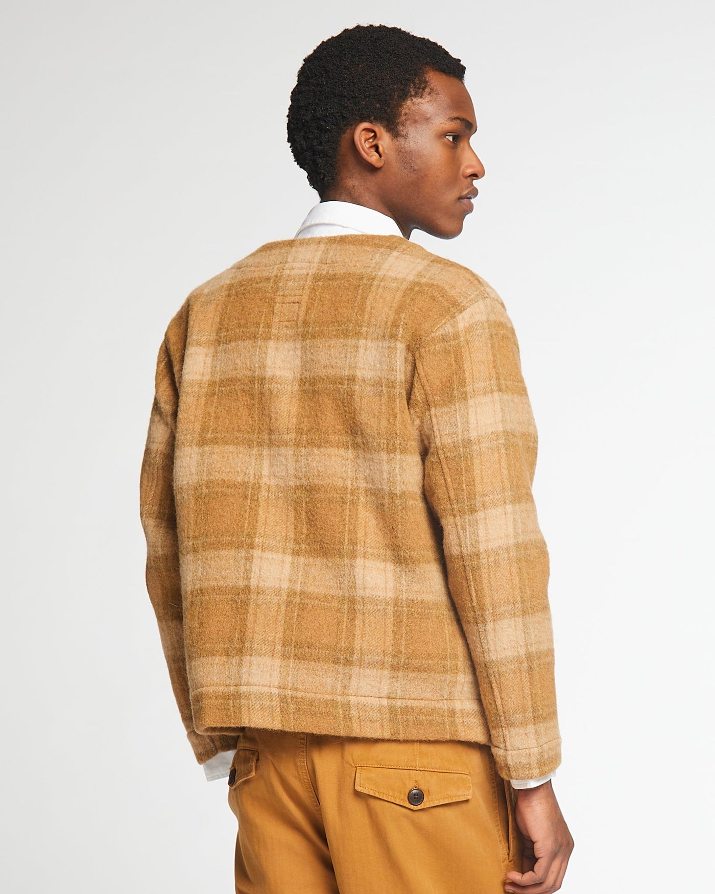 Baseball Cardigan Washed Check Sugar