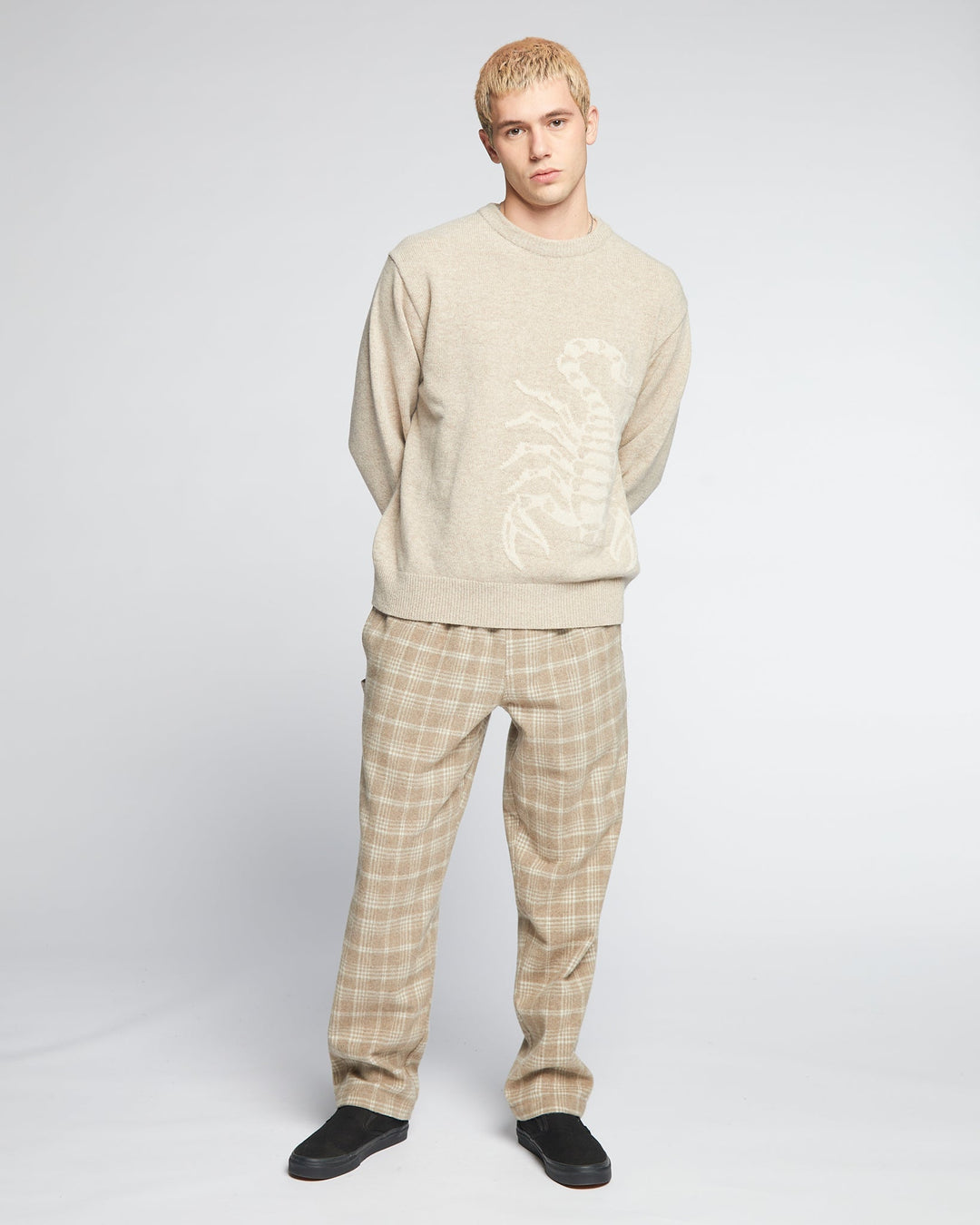 Gonz Pants Natural Check Oatmeal