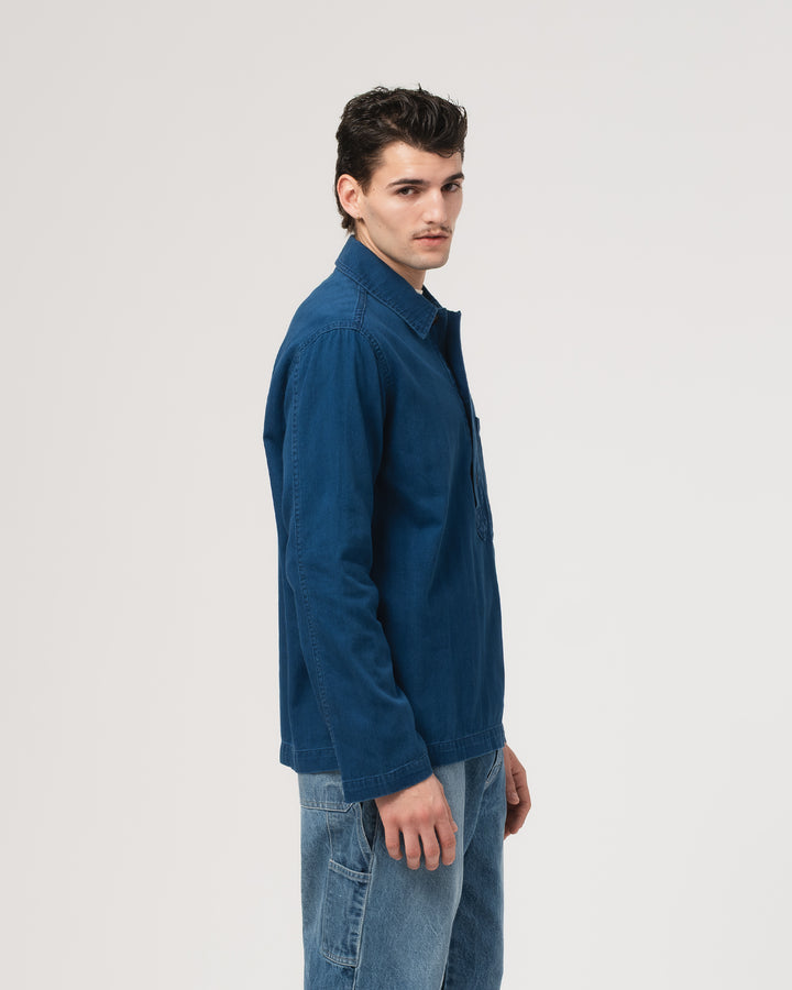 Fisherman Shirt Herringbone Twill Denim Blue