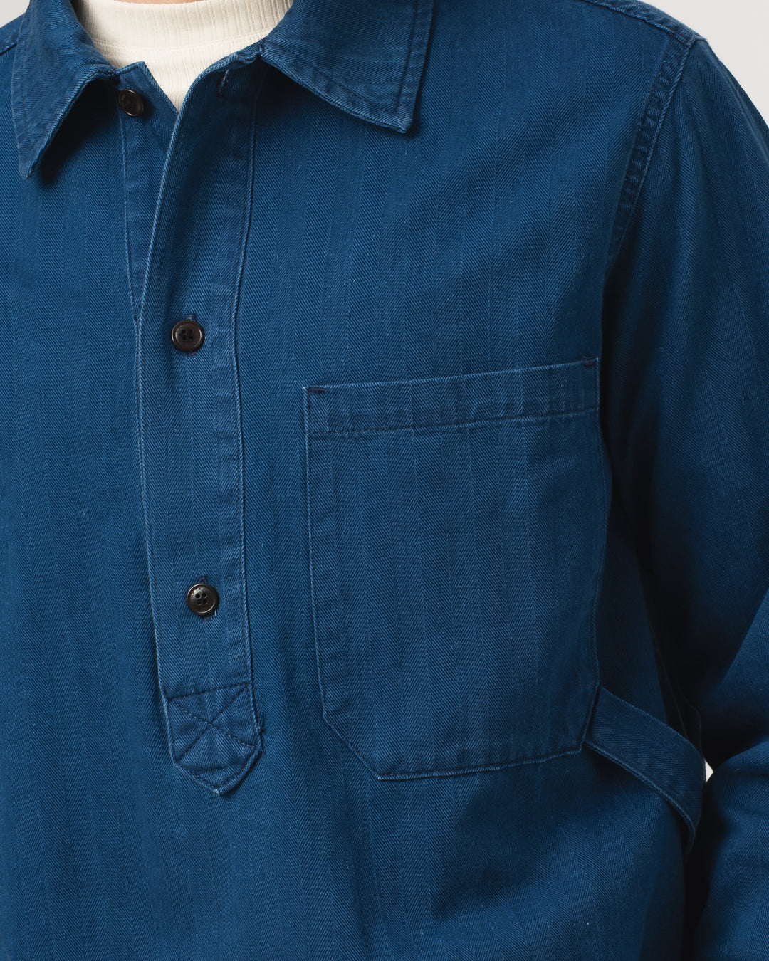 Fisherman Shirt Herringbone Twill Denim Blue