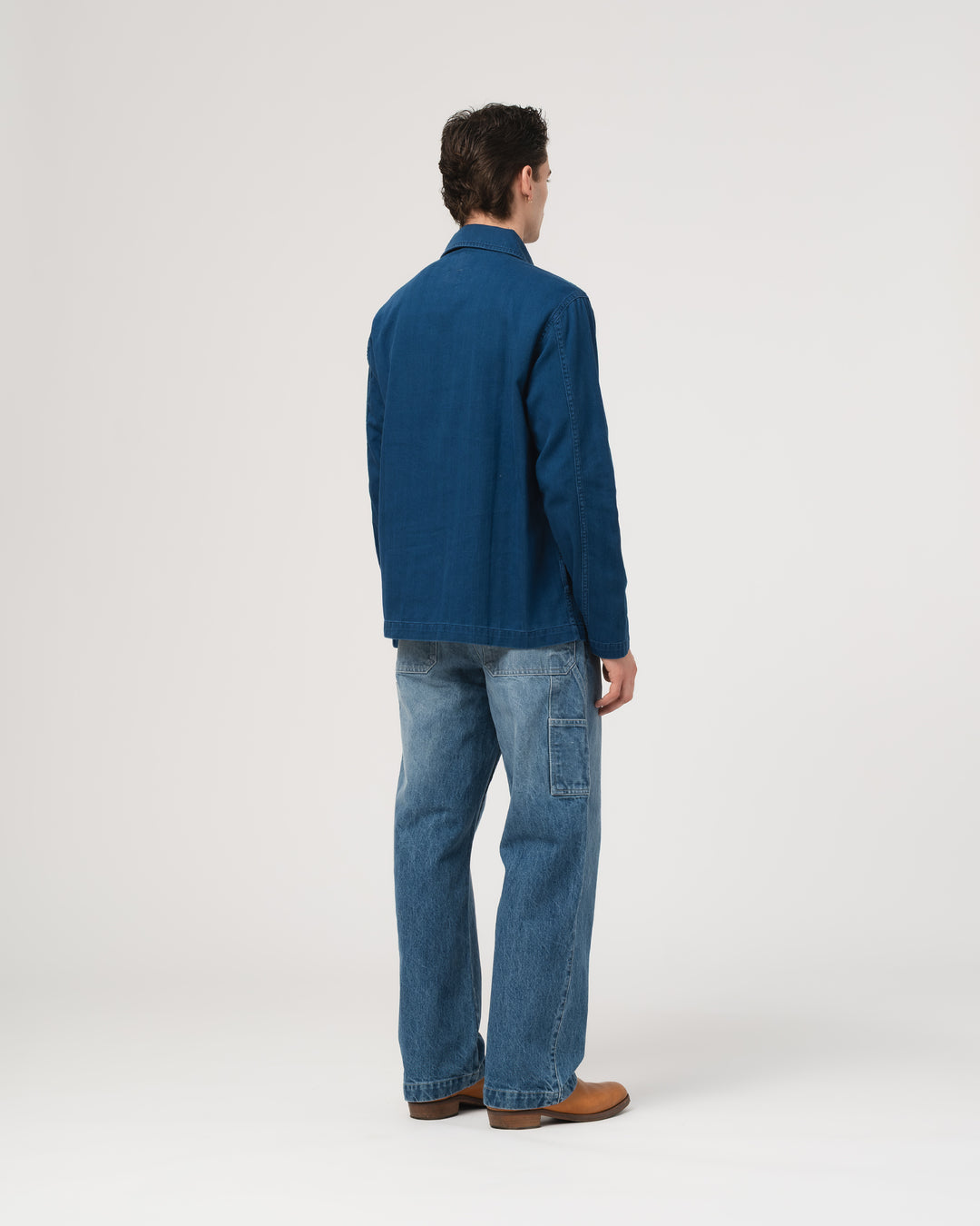 Fisherman Shirt Herringbone Twill Denim Blue