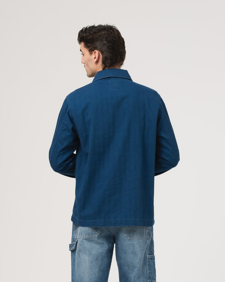 Fisherman Shirt Herringbone Twill Denim Blue