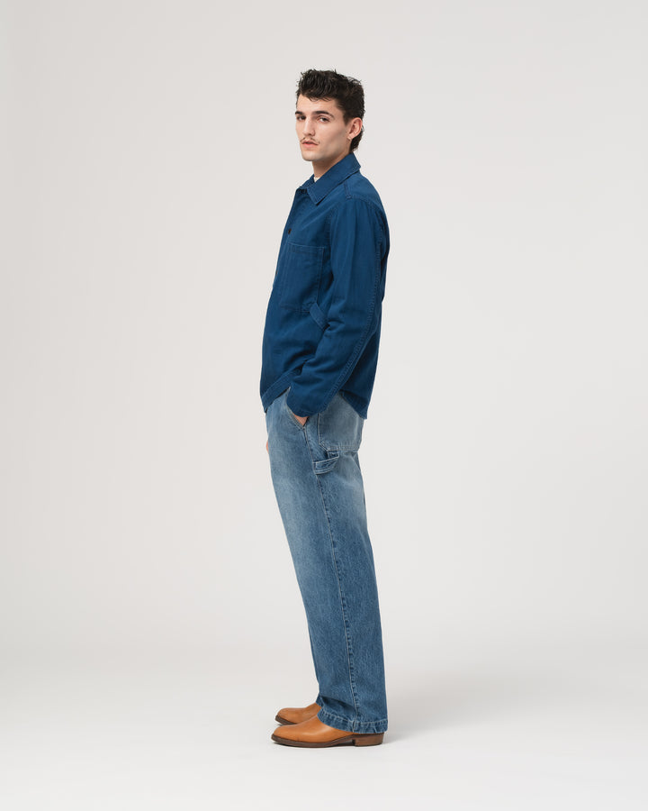 Fisherman Shirt Herringbone Twill Denim Blue