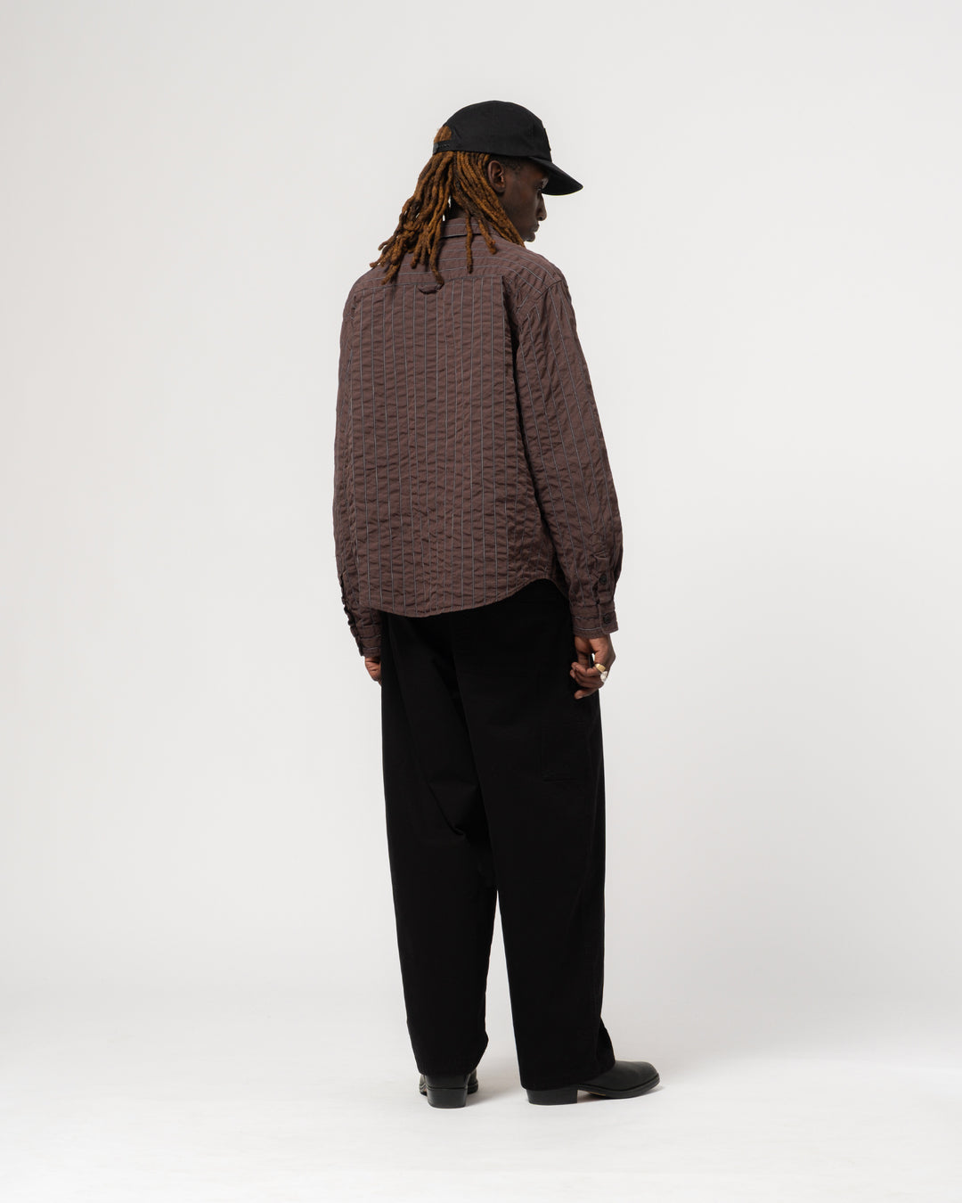 コンバットシャツ チェスター シアサッカー コーヒー