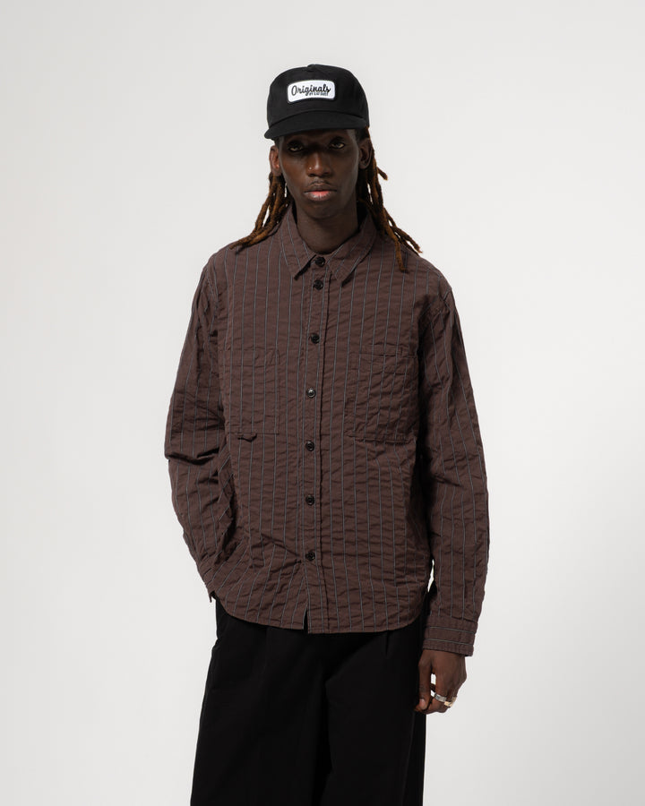 コンバットシャツ チェスター シアサッカー コーヒー