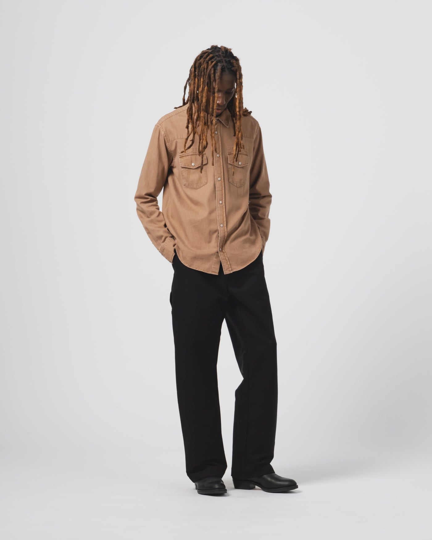 Western Shirt Twill Denim Brown