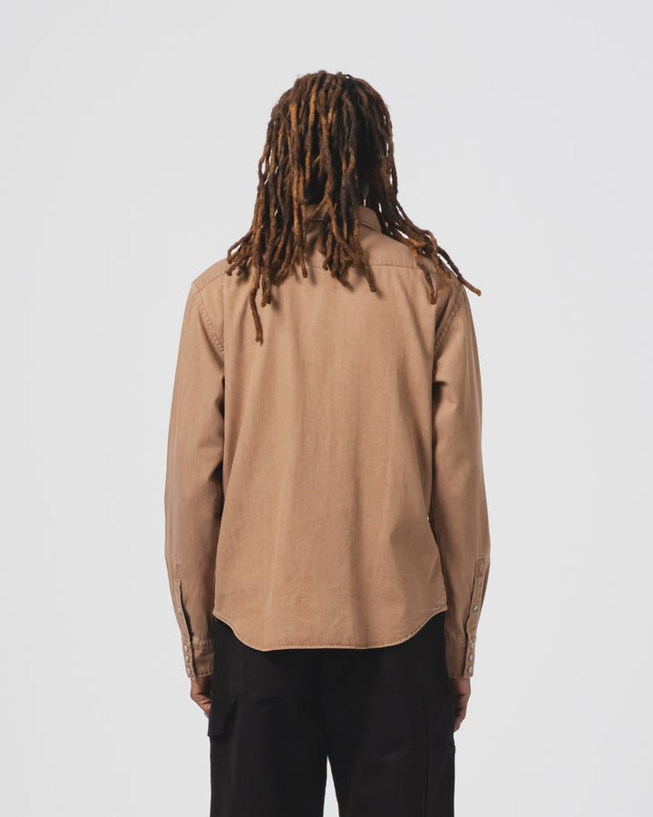 ウエスタンシャツ ツイル デニム ブラウン