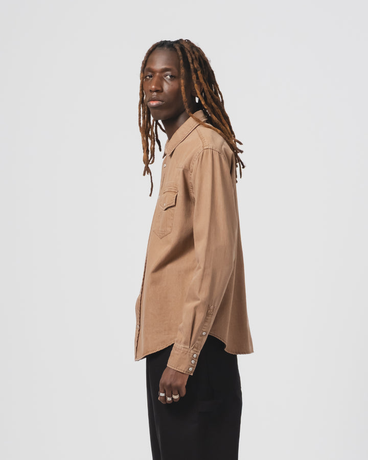 ウエスタンシャツ ツイル デニム ブラウン