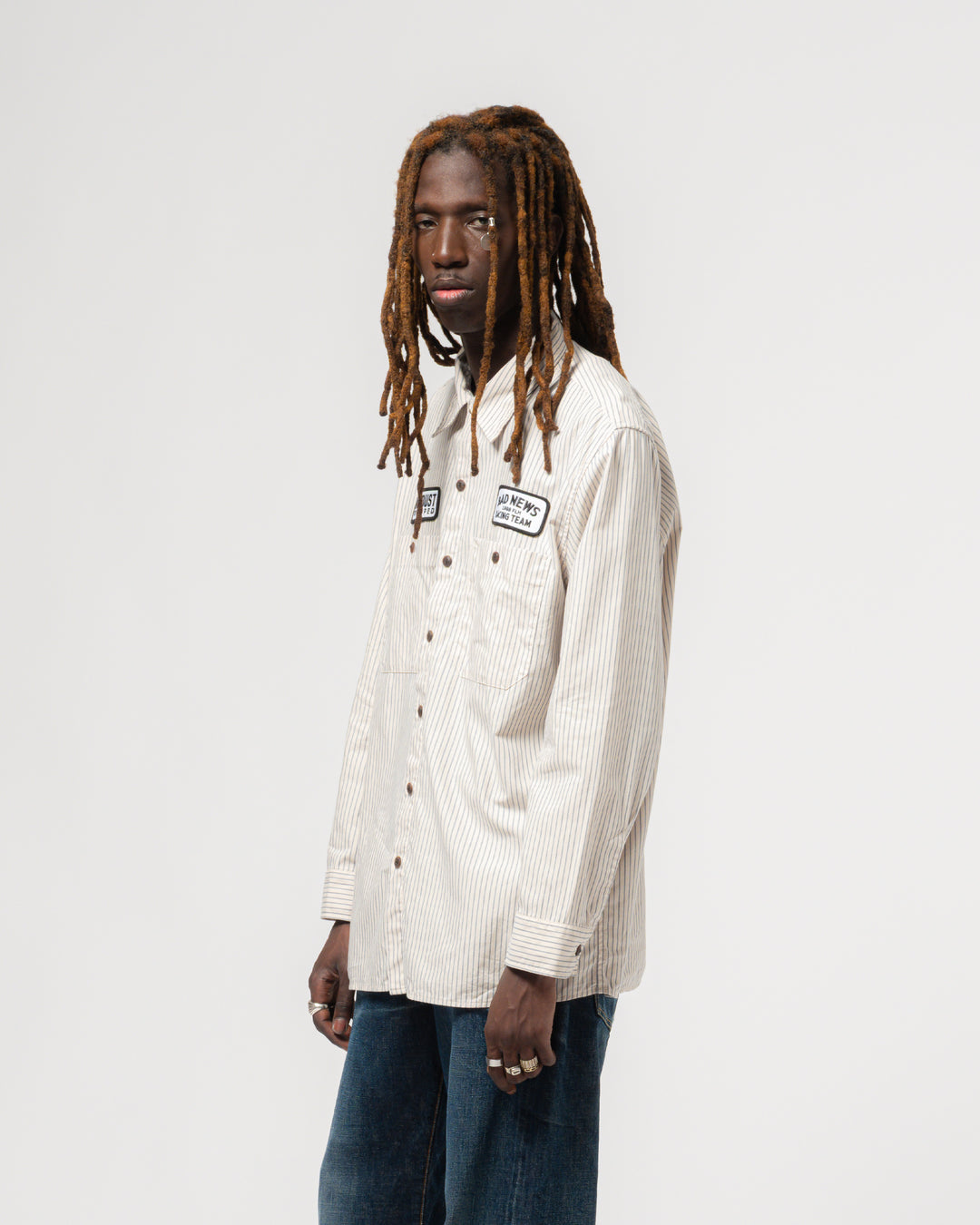 Pit Crew Shirt Rimini Stripes Wheat/Blue
