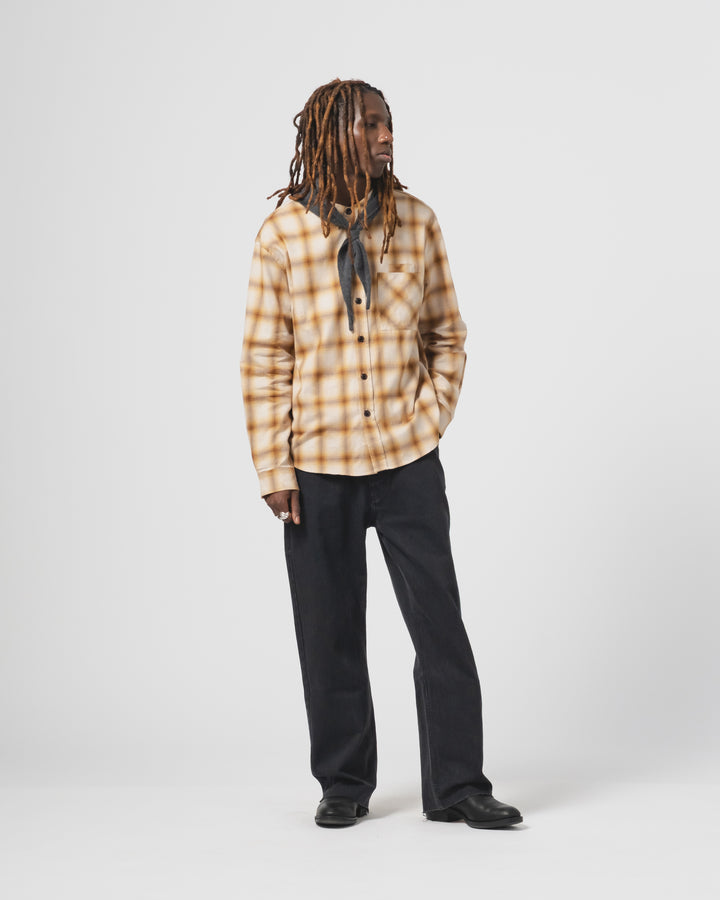 コンバットシャツ ポロ ブラッシュ チェック マスタード/ブラウン