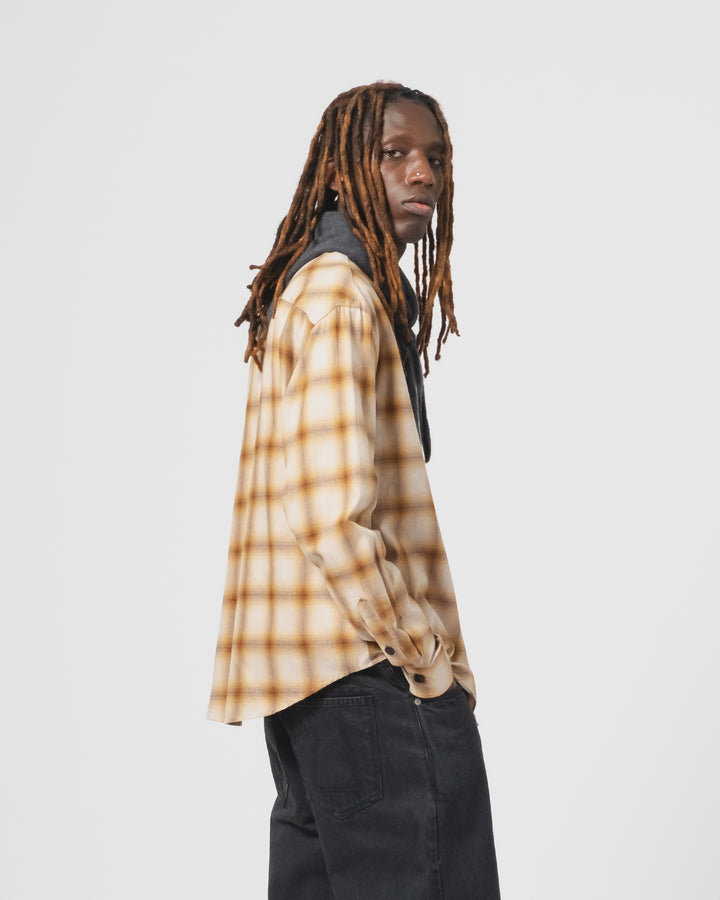 コンバットシャツ ポロ ブラッシュ チェック マスタード/ブラウン