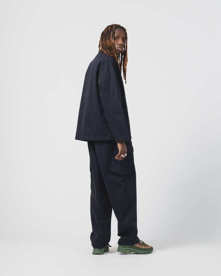 フィッシャーマンシャツ ギャバジンサテン インク