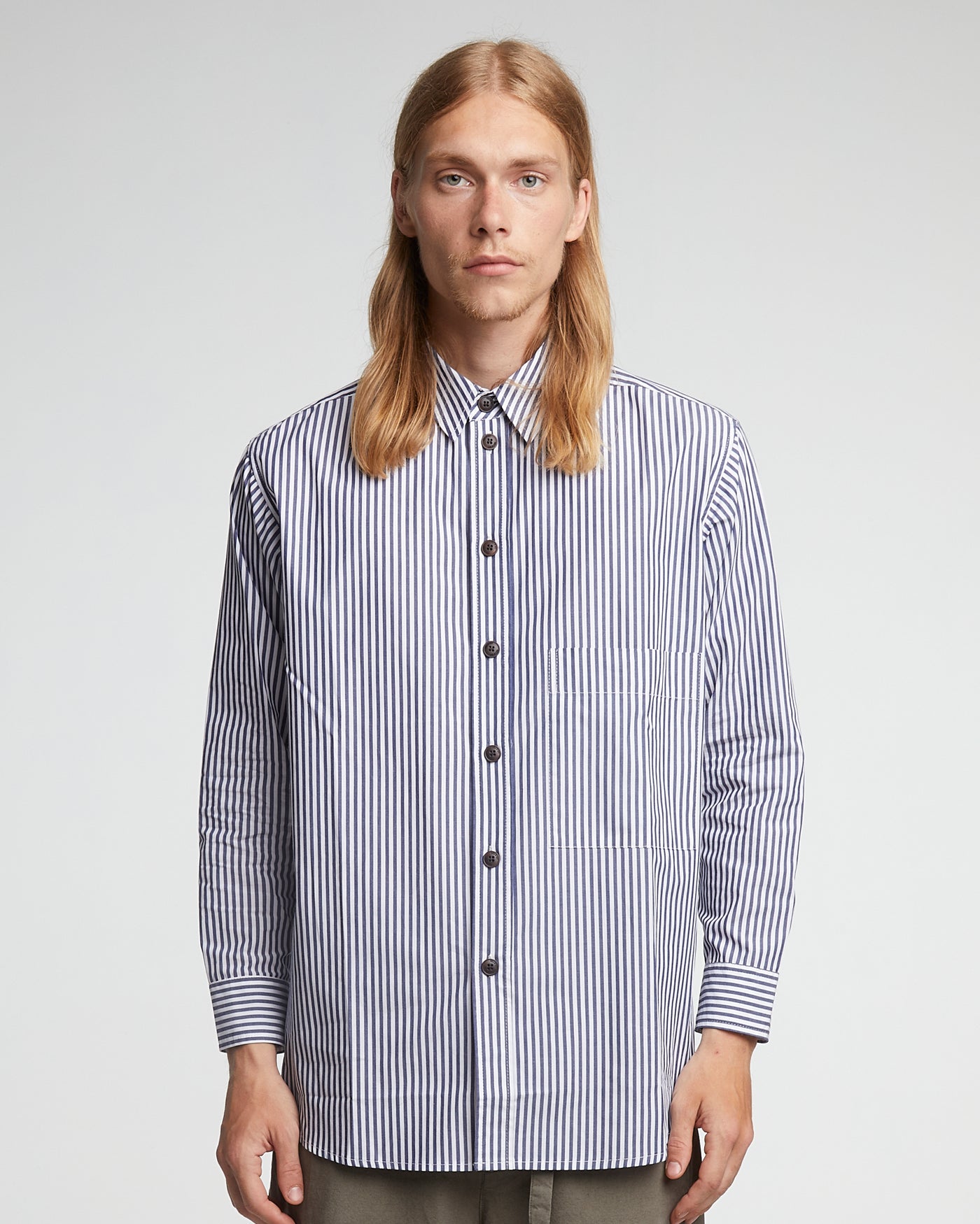 Maxi Shirt Poplin Stripes Dark Blue/White