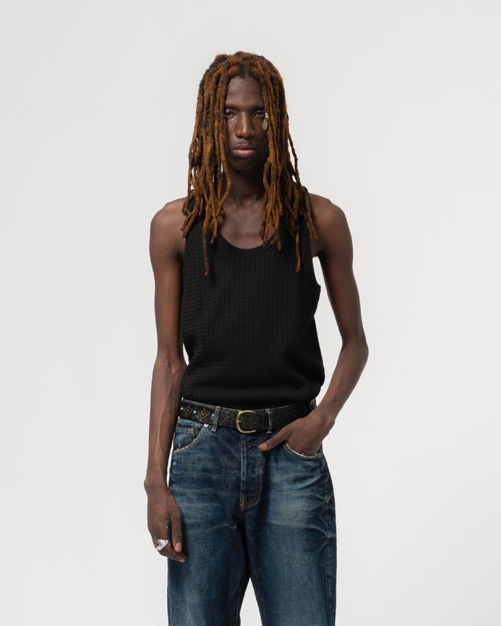Tank Top Mesh Cotton Black