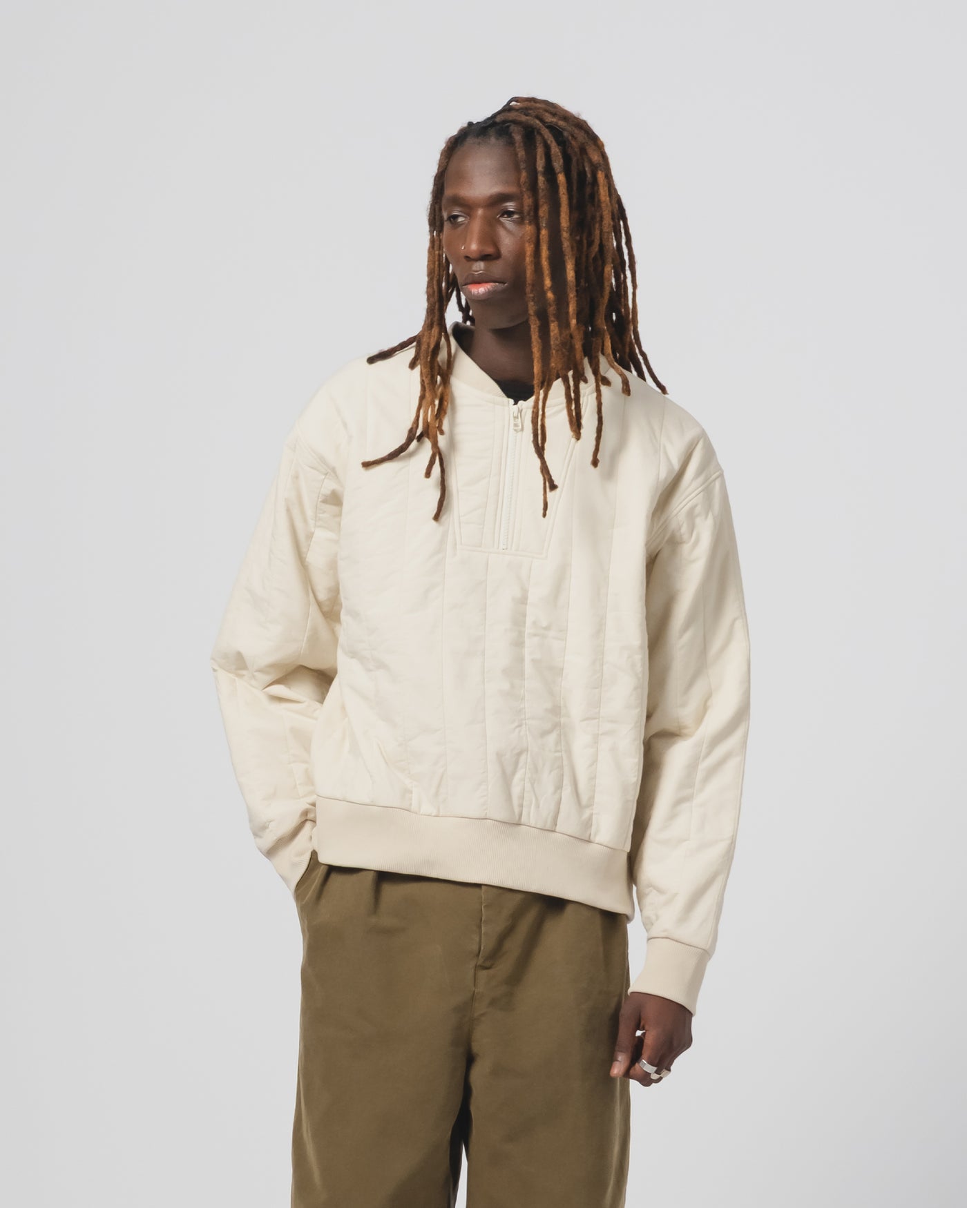 Oslo Sweater Quilted Cotton Ecru